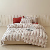 Parker Minimalist Striped Bedding Set - Red